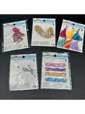 Charms Lot for Bracelets Kids DIY Jewelry Dangle Lobster Clasp Unicorn Tassels